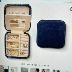 Blue Velvet Travel Jewelry Organizer